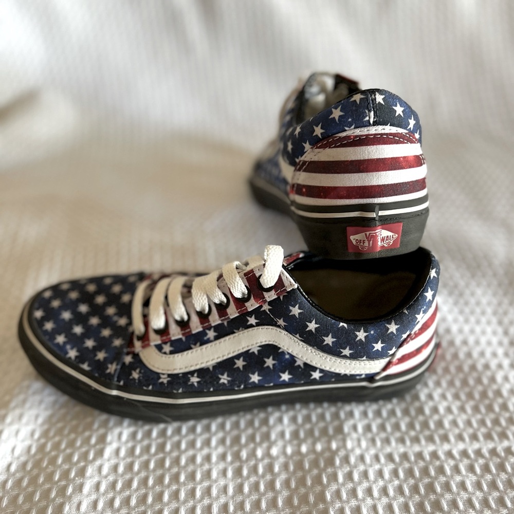 Vans American Flag Patriotic Red White Blue Shoes USA Women 8.0 Men 6.5
